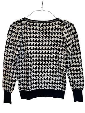 Ann Taylor Black and White Houndstooth Sweater XS